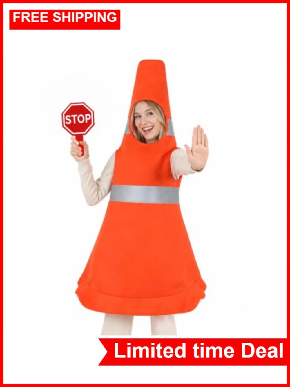 Traffic Cone Costume With Stop/Go Sign